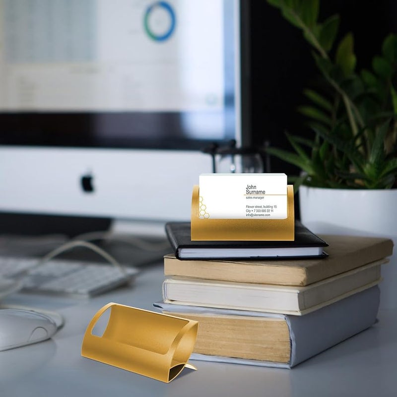 Aluminum Alloy Business Card Holder Single Slot Desk Office Card Display - Image 5